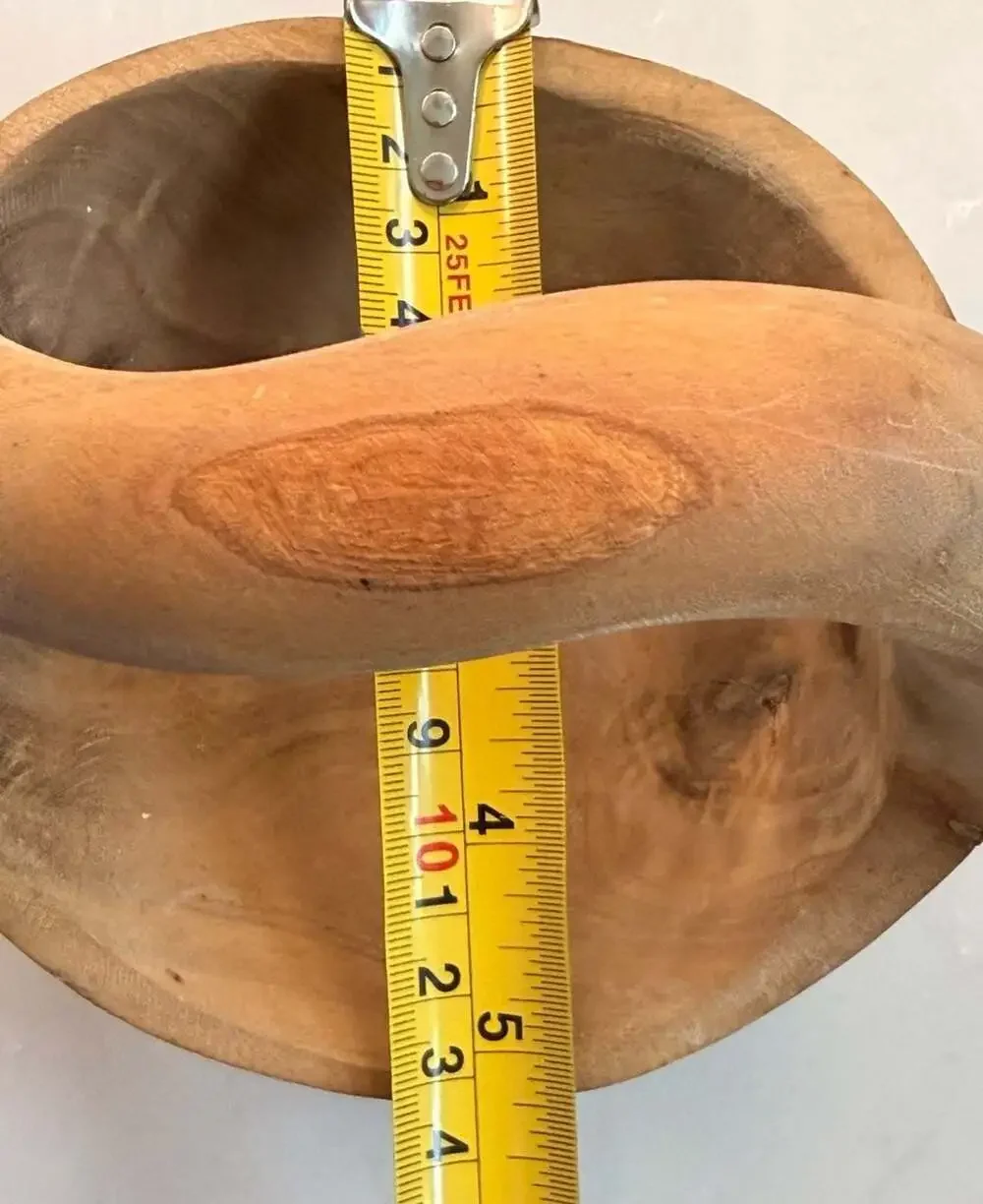 Hand Carved Teak Wood Basket with Handle